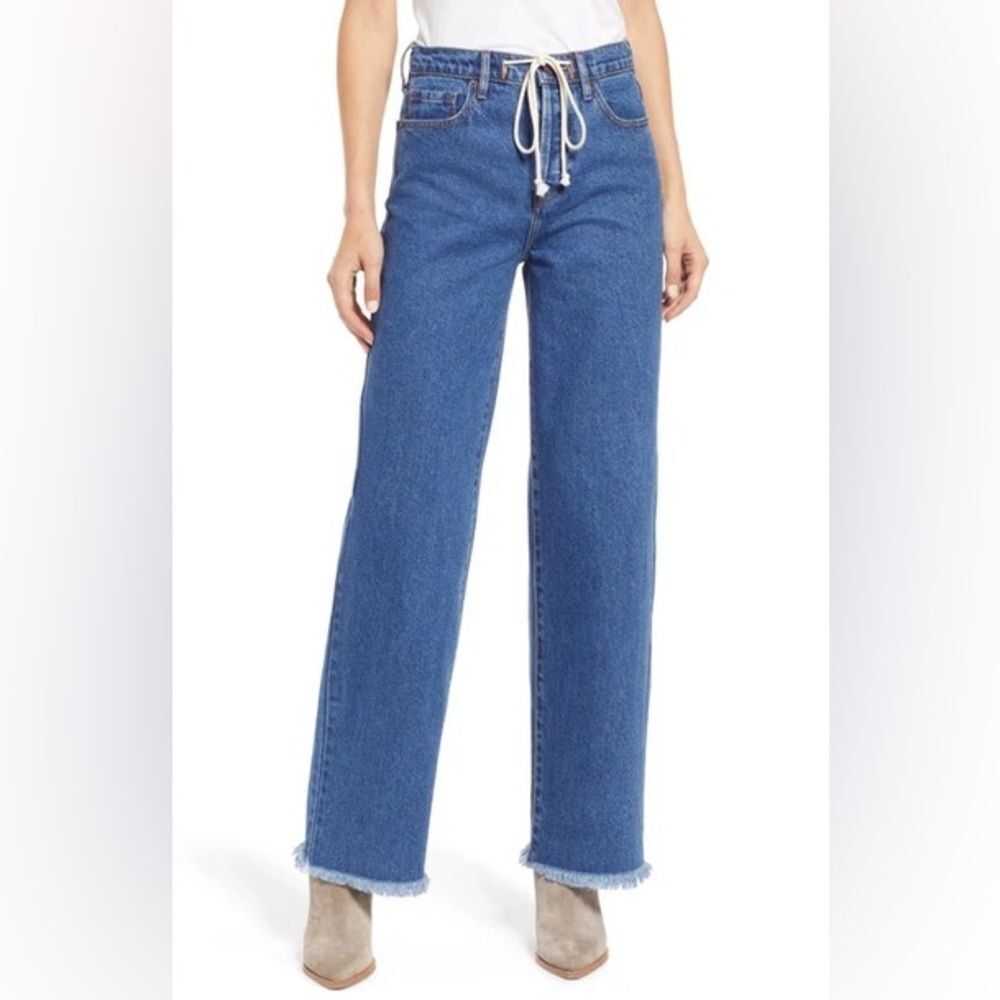 HIDDEN SIZE 26‎ Classic Drawstring Dad Jeans wide leg raw hem